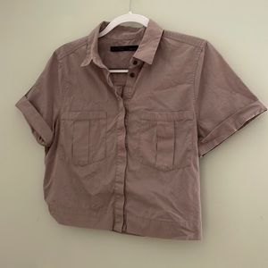 ALL SAINTS - CROPPED BUTTON DOWN UTILITY SHIRT